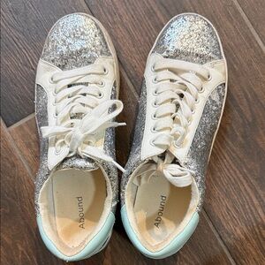 Abound Silver and White Glitter Sneakers